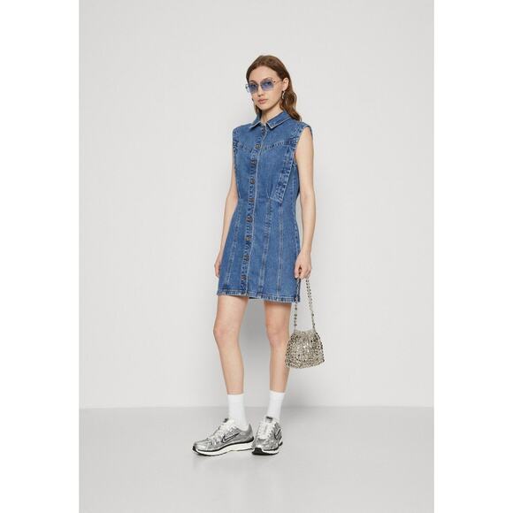 Abercrombie & Fitch Collared Denim Shirt Dress Light Wash - M - Picture 1 of 4
